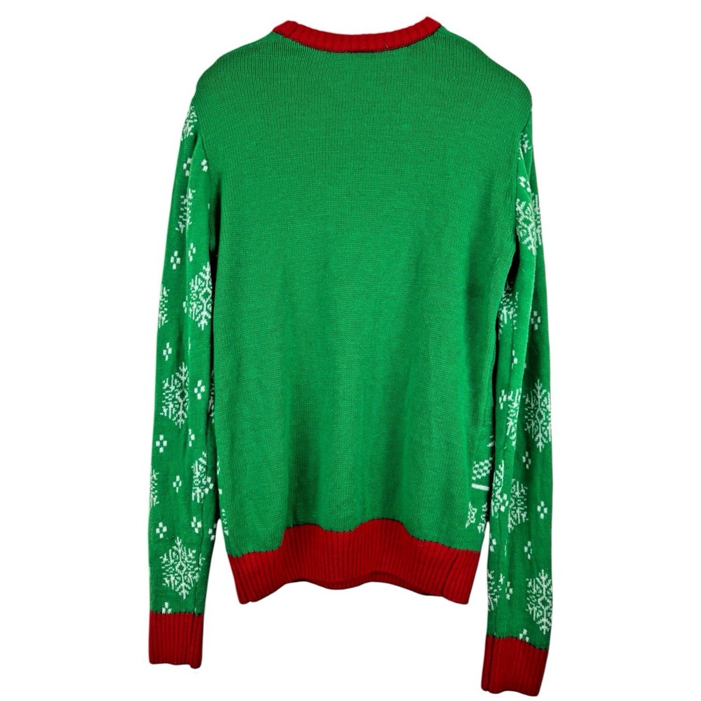 MERRY GRINCHMAS Ugly Christmas Crew Neck Sweater Size M The Grinch Green - Picture 4 of 7